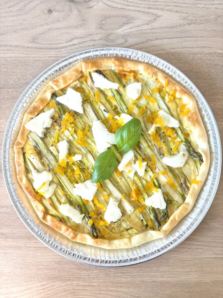 Tarte asperges, mozzarella et boutargue Memmi